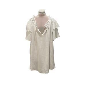 NWT CYNTHIA ROWLEY White Light Crinkle Gauze Top Cover Up 3X Beach Resort Wear